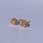 Mini roses gold plated silver stud earrings DagnyLuxe 4