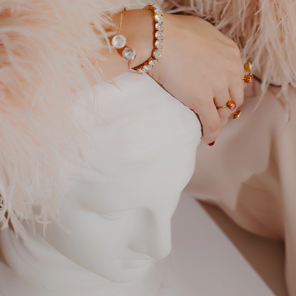 Gold plated silver bracelet with premium Austrian crystals “Skyscrapers of Dubai”