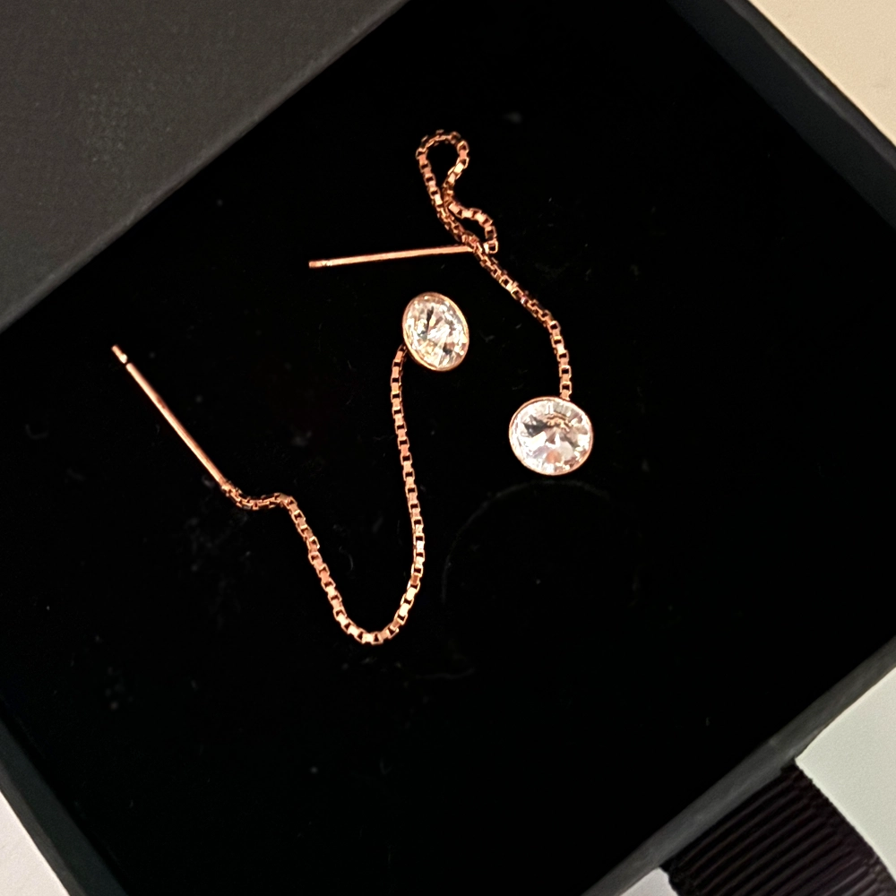 Chain earrings silver gold plated with crystals DagnyLuxe 4