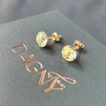 Gold plated silver stud earrings with premium Austrian crystals Skyscrapers of Dubai 8mm model e