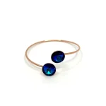 DagnyLuxe silver gold plated elegant bracelet with 2 blue large rhinestones crystals 6