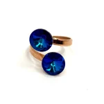 Mediterranean Breeze ring with 2 b;lue shiny crystals