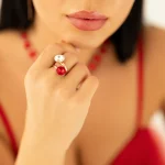 Gold plated silver ring with premium Austrian crystals "Flamenco"
