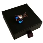 Gold plated silver ring with premium Austrian crystals “Mediterranean Breeze” blue crystals