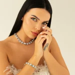 Gold plated bracelet with premium Austrian crystals “Spring waters” model 2