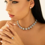 Gold plated bracelet with premium Austrian crystals “Spring waters” model 2