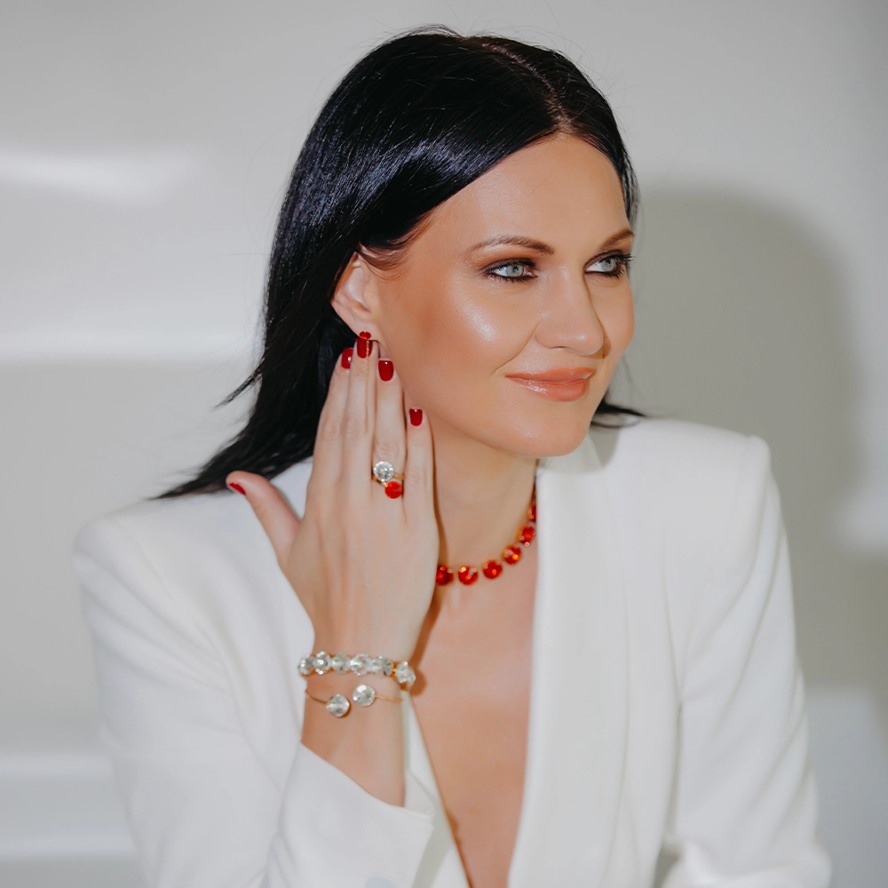 Gold plated silver earrings with premium Austrian crystals "Flamenco"