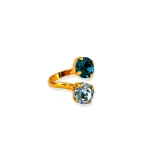 Adjustable ring with 2 crystals River