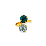 Adjustable ring with 2 crystals "River"