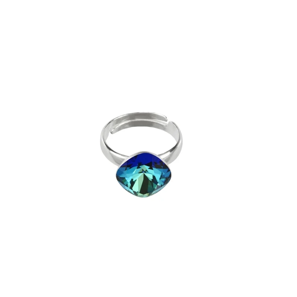 Adjustable silver ring with 1 crystal “The secret of the lagoon”