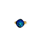Adjustable silver ring with premium Austrian crystal The secret of the lagoon gold plated model 2