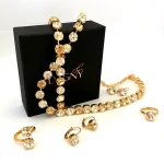Necklace with crystals “Sweet apricot” light peach color
