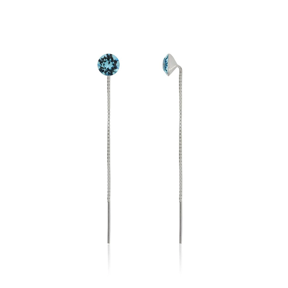Silver chain earrings with crystals "Clear waters"