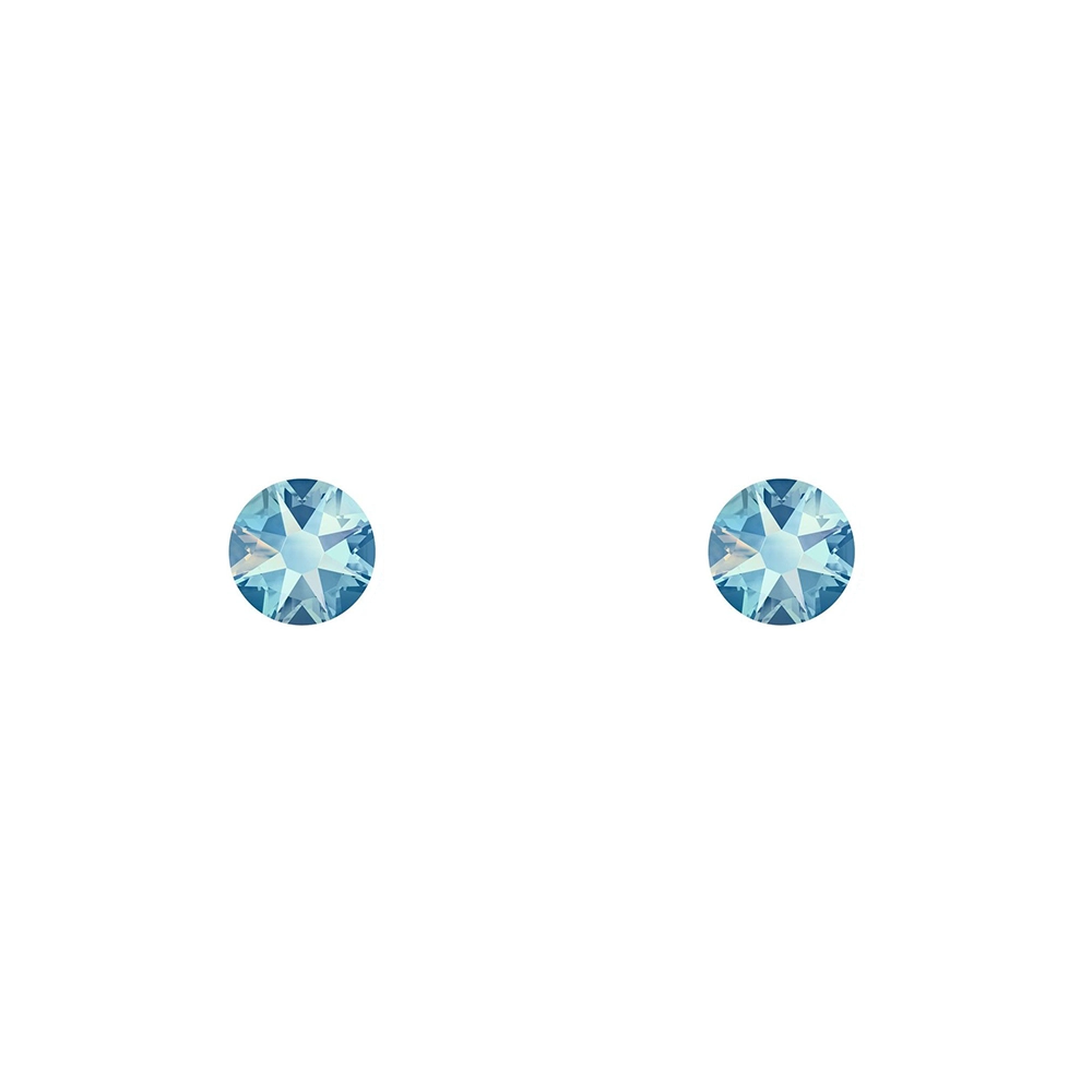 Silver stud earrings with crystals light blue