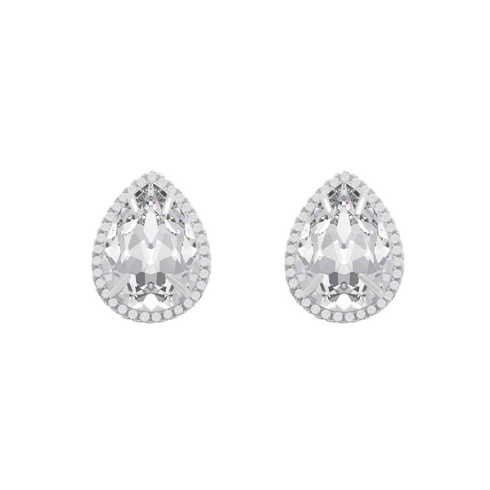 Silver drop earrings with crystals "Skyscrapers of Dubai"