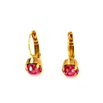 Earrings with crystals “Princess” pink color