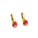 Earrings with crystals “Princess” pink color
