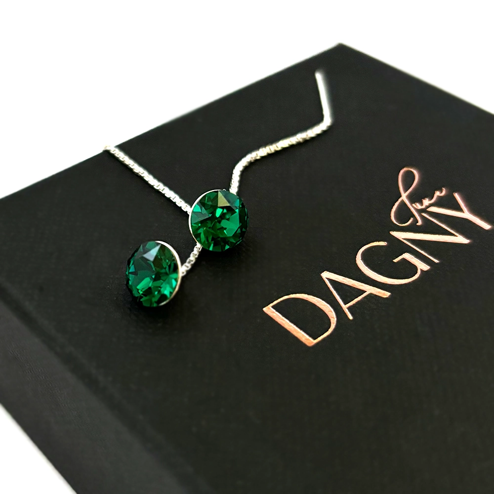 Silver chain earrings with crystals “A forest of wonders”