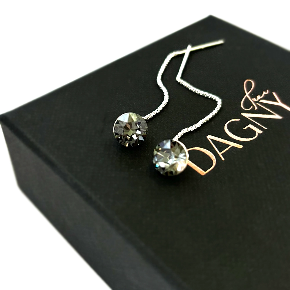 Silver chain earrings with crystals “Arabian Night”