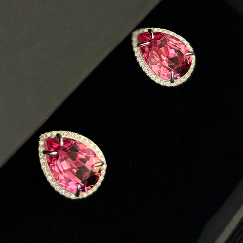 Silver drop earrings with crystals Femininity 2